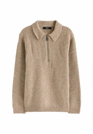 ZIP NECK POLO REGULAR FIT - Pulover - neutral