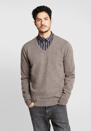 EXTRAFINE VNECK - Jumper - dark hazelnut melange