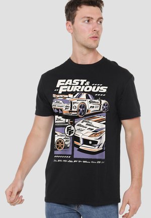 Universal Studios, FAST AND FURIOUS RACER COLLAGE - Print T-shirt - black