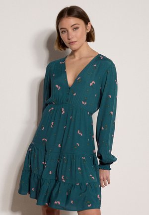 Apricot, CHERRY PRINT CREPE MINI DRESS - Robe de jour - teal