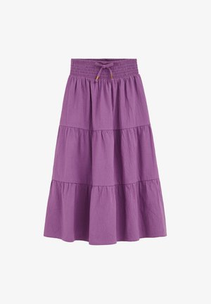 Lilla kihiline keskmise pikkusega seelik, millel on elastse kortsuga vöökoht ja nööriga seotav pael, valmistatud kergest kangast veidi kortsus tekstuuriga.