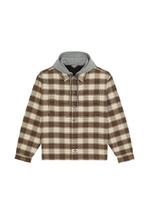 Dickies, EUSTIS HOODED FLANNEL SHACKET - Леко яке - egret