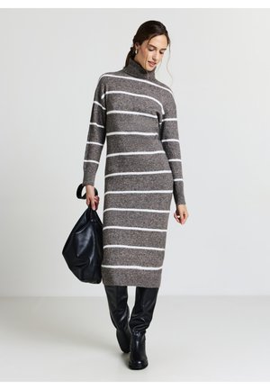 RIGHE - Abito in maglia - var fango melange