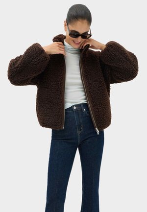 Marks & Spencer, FUNNEL NECK BORG JACKET.. - Fleece jacket - dark chocolate