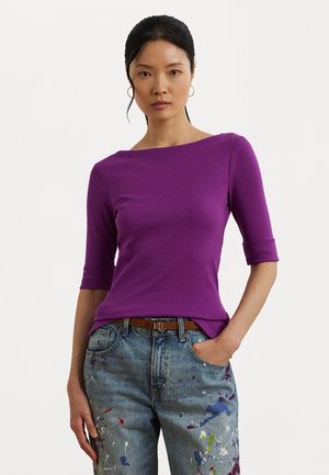 Lauren Ralph Lauren Petite STRETCH COTTON BOATNECK TEE - Basic T-shirt - purple dawn