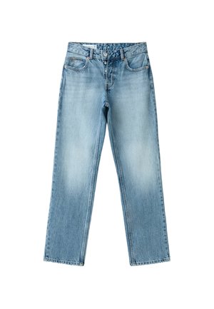 Stradivarius, BUTTON-UP STRAIGHT SLIM FIT JEANS - Jean droit - mottled dark blue