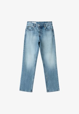 Stradivarius, BUTTON-UP STRAIGHT SLIM FIT JEANS - Jean droit - mottled dark blue