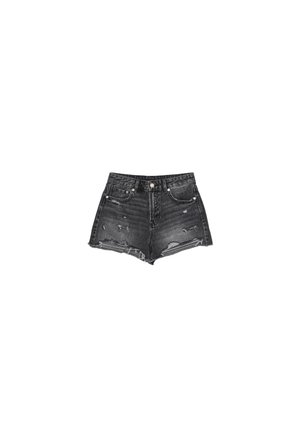 Stradivarius, MIT RISSEN  - Shorts di jeans - black denim