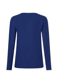 Langärmliges Oberteil mit Rundhalsausschnitt in einfarbigem Blau, aus strukturiertem Material und geradem Schnitt, geeignet zum Layering oder für legere Outfits.