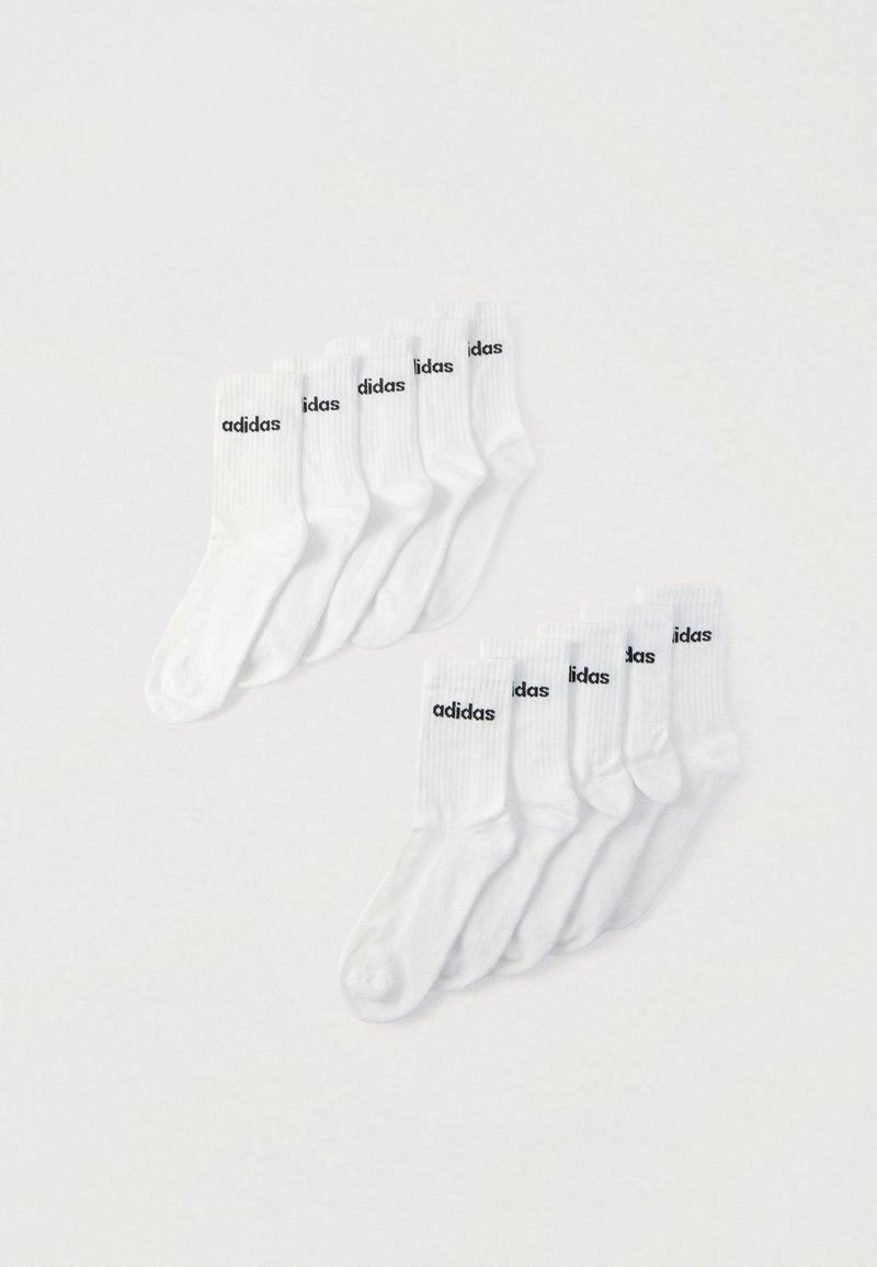 adidas Performance LINEAR CREW UNISEX 10 PACK - Zoknik - white/black