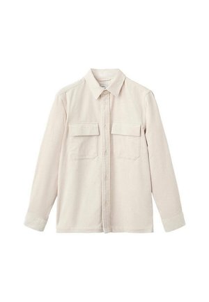 Lichtbeige corduroy shirt met lange mouwen, knoopsluiting aan de voorkant, twee borstzakken en een klassieke kraag. Gestructureerde stof met ribbelpatroon.