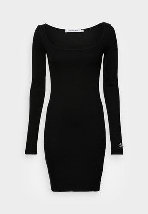 SQUARE NECK DRESS - Gebreide jurk - black