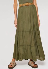 SLUB SHIMMER - Falda larga - khaki