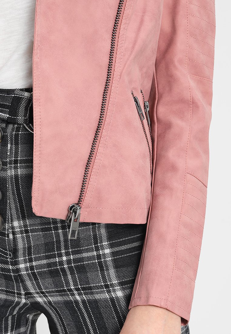 Only Onlava Biker Kunstlederjacke Ash Rose Rosa Zalando De
