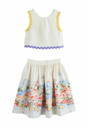 Next REGULAR FIT - TOP AND SKIRT SET . - sukňa v tvare A - cream blue holiday scene