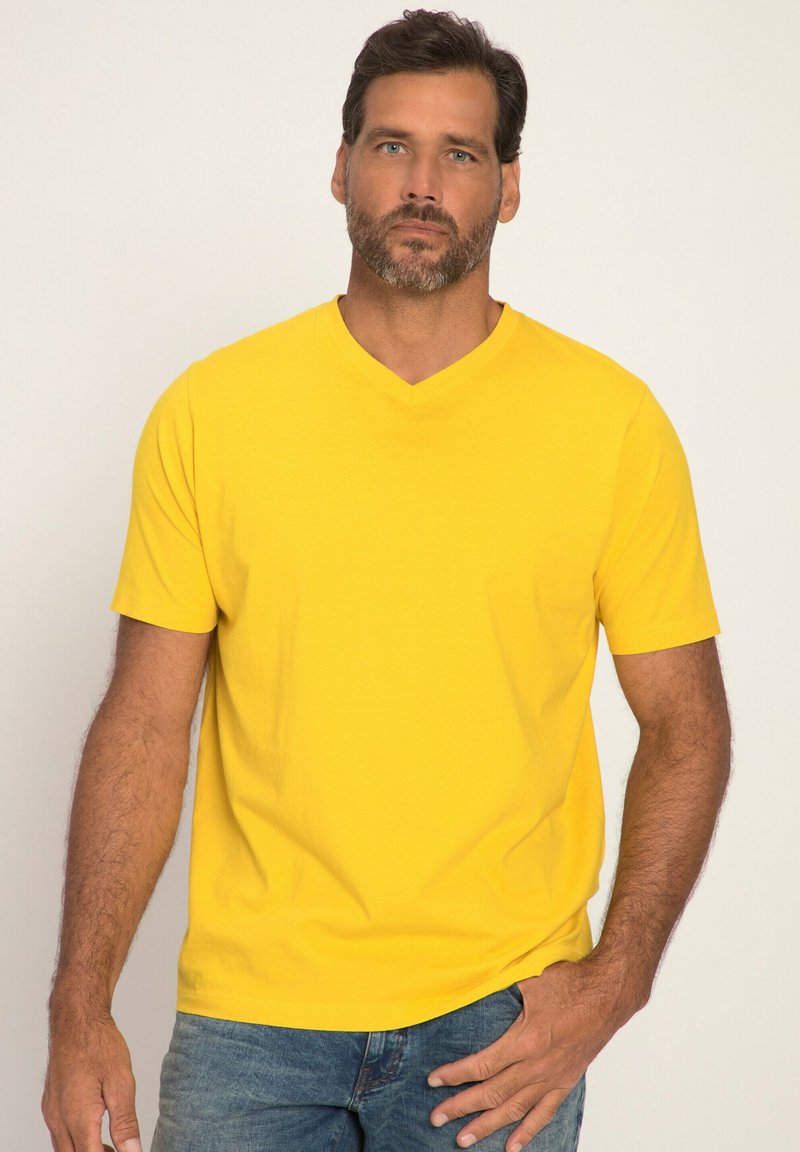 JP1880 GROSSE GRÖSSEN REINE V-AUSSCHNITT - T-shirt basic - yellow