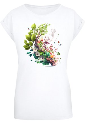 BAUM MIT BLUMEN TEE - T-Shirt print - weiß