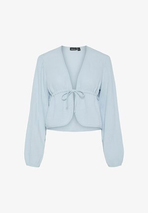 Pieces, PCSASTINA LS V-NECK TIE TOP - Bluse - cashmere blue