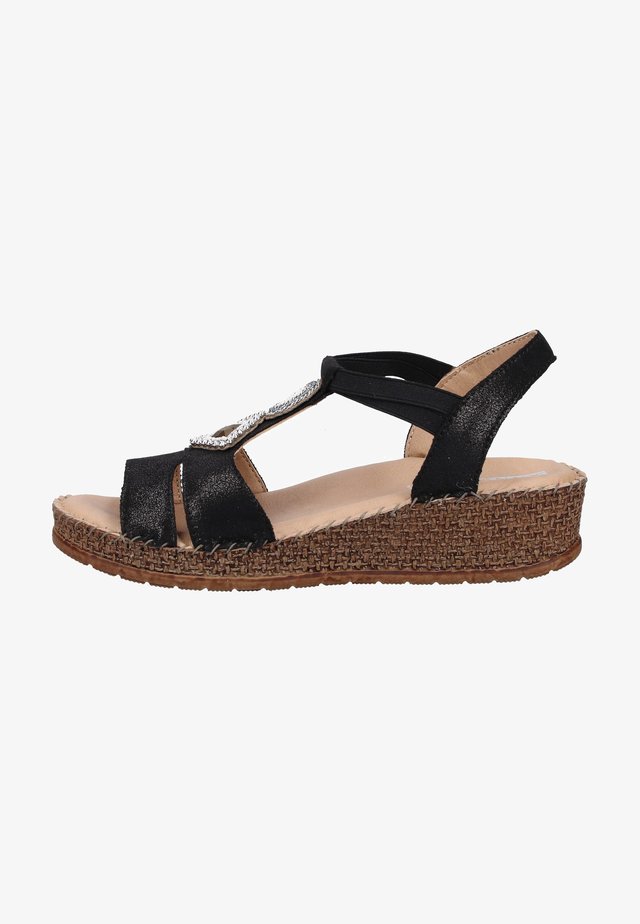 Sandalen met sleehak - black