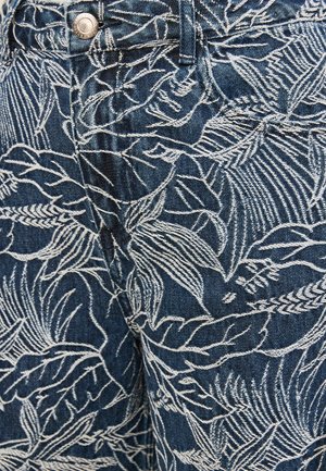 Love & Roses, REGULAR FIT - WIDE LEG JEANS WITH FLORAL JACQUARD DETAIL - Széles szárú - mid blue