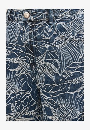 Love & Roses, REGULAR FIT - WIDE LEG JEANS WITH FLORAL JACQUARD DETAIL - Pernera ancha - mid blue