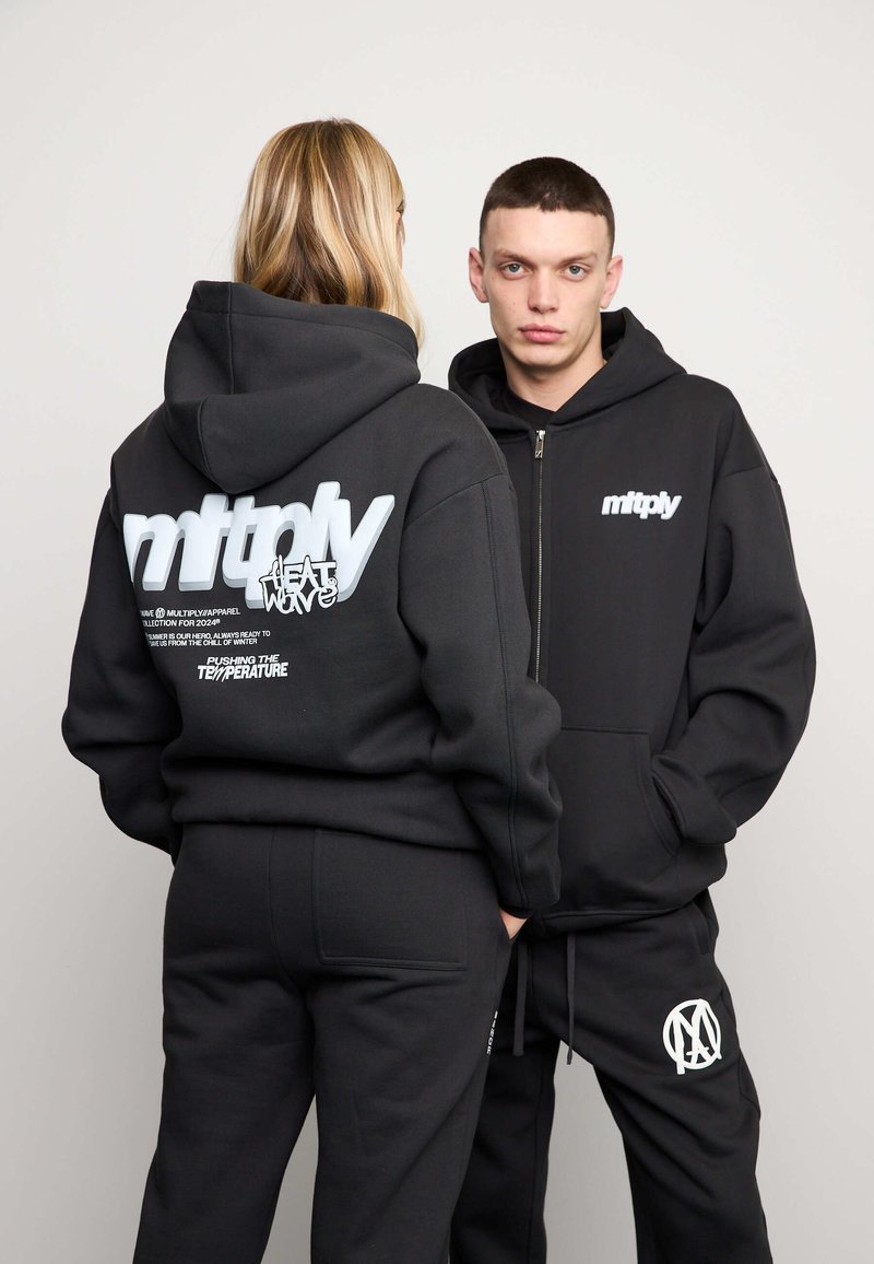 Multiply Apparel OVERSIZE HEAT - Mikina so zipsom - black soda washed