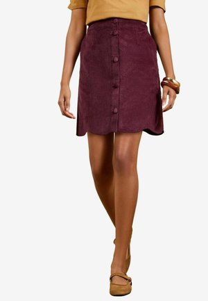 Love & Roses, REGULAR FIT - SCALLOP HEM CORD MINI SKIRT - A-Linien-Rock - red berry