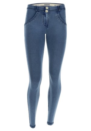 WR.UP® DENIM PUSH-UP - Jeggings - jeans chiaro cuciture gialle