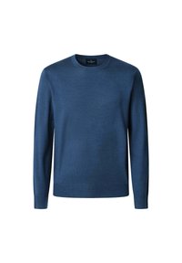 Blause gestrickte Sweater, runder Halsausschnitt, lange Ärmel, gerippte Bündchen und Saum, glatte Textur, minimalistisches Design, keine Muster oder Akzente.