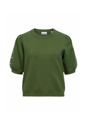 Object, OBJYUKI S/S RE KNIT PULLOVER NOOS - T-shirt print - bronze green