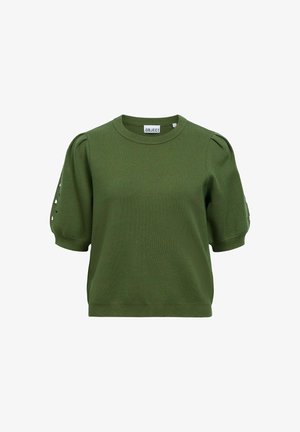 Object, OBJYUKI S/S RE KNIT PULLOVER NOOS - T-shirt print - bronze green