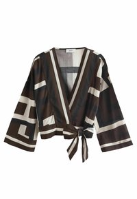 Next CO-ORD WRAP - Bluză - brown cream abstract