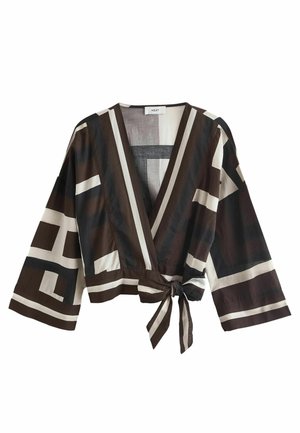 CO-ORD WRAP - Bluza - brown cream abstract