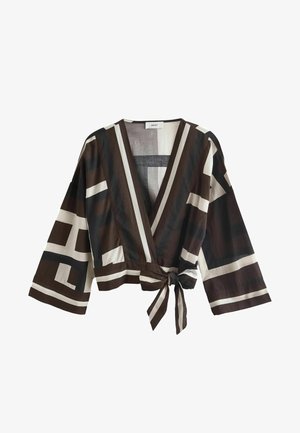 Next CO-ORD WRAP - Blůza - brown cream abstract