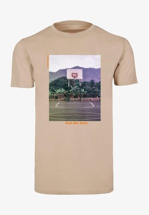 FEEL THE HEAT ROUND NECK - Nyomott mintás póló - sand