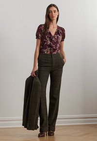 Lauren Ralph Lauren FLORAL GEORGETTE PUFF SLEEVE BLOUSE - Blūze - burgundy