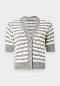 ANIKA ORGCO TEXTUR STRIPE - Cardigan - heather grey/white