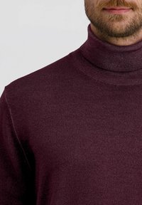 Bordeaux turtleneck sweater van een zachte, ribbelige brei stof; aansluitend ontwerp met een hoge hals en subtiele stiksels.