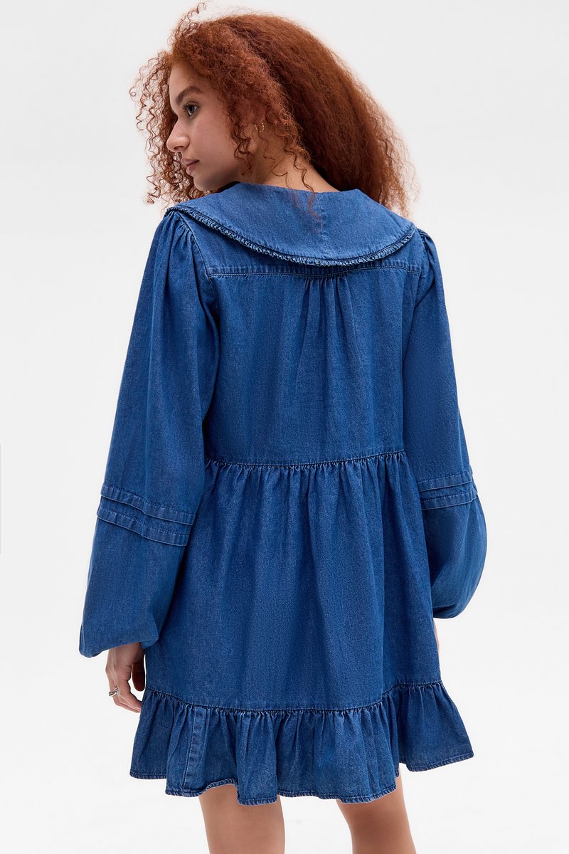 urban outfitters denim dress Just Add Joy Mini | Trendy Women's Dress halter straps super cute urban outfitters denim