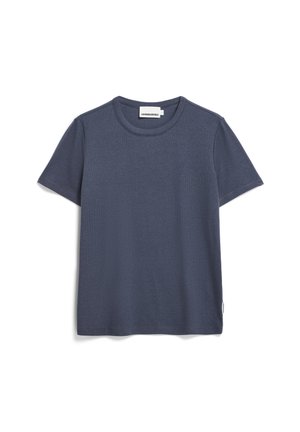 Navy blue short-sleeve t-shirt made from soft cotton, featuring a crew neckline and a minimalist design with no visible patterns or graphics.