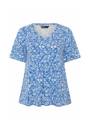 Yours Clothing, PLUS SIZE FLORAL TOPS - T-shirts print - blue