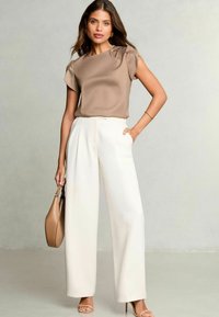 Lipsy TULIP SLEEVE ROUND NECK  - Blūze - brown