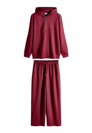 OVERSIZED ZIP THROUGH SET - Treningas - burgundy red