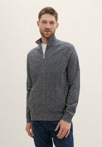 TOM TAILOR Vest - navy sand twotone structure