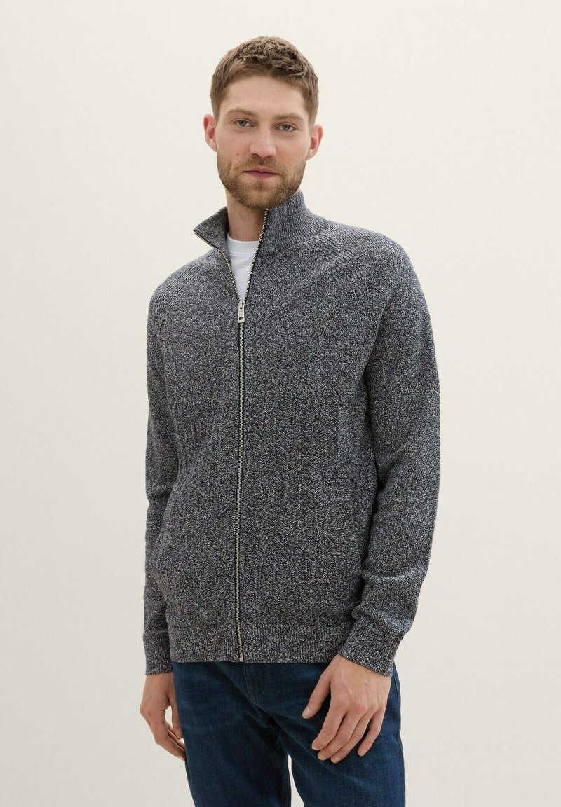 TOM TAILOR Vest - navy sand twotone structure