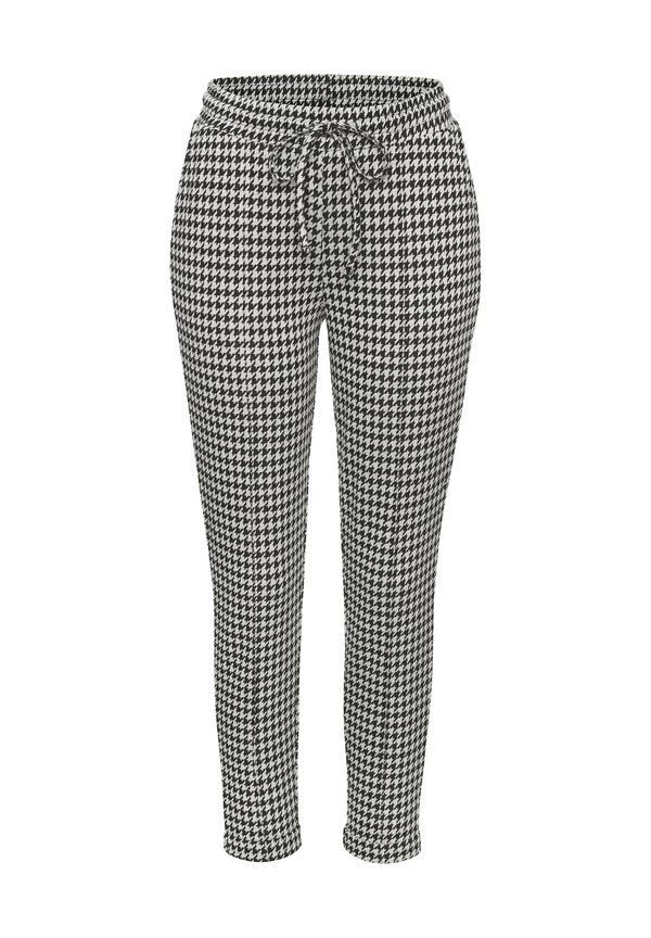 Stoffhose - creme schwarz gemustert