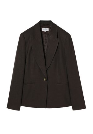 Blazer marron foncé cintré à un bouton avec revers crantés et deux poches avant, taille 38, fabriqué par TATUUM.