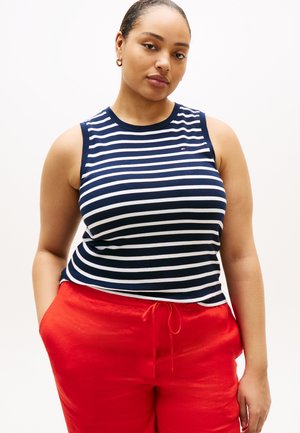 Tommy Hilfiger Curve RIBBED SLIM CREW NECK TANK TOP - Top - dark night/ecru