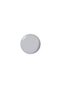 Rond, glanzend, lichtgrijze verfstaal met een zachte textuur en subtiele glans, geplaatst op een effen witte achtergrond.