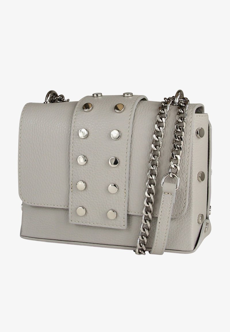 dames tas echt leer, metallic zilver, 24 cm dames tas echt leer, metallic zilver, 24 cm